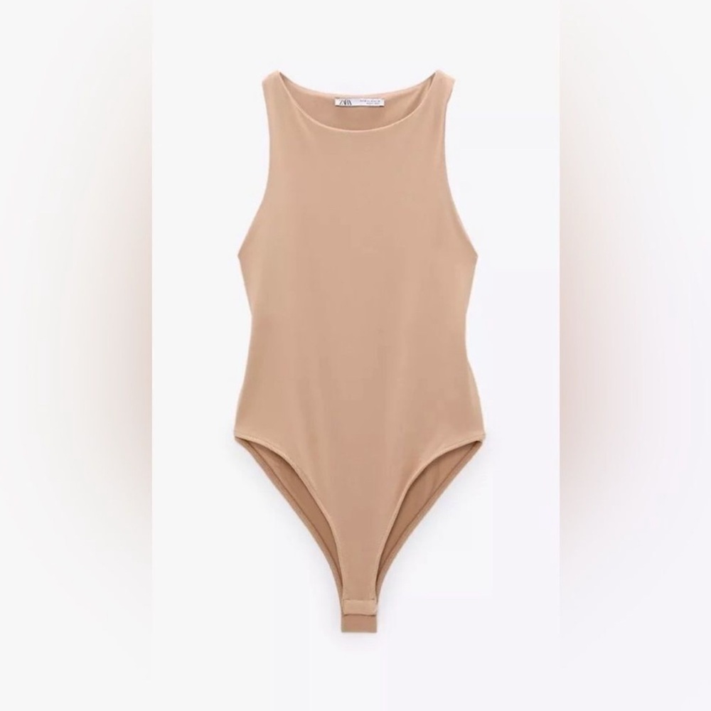 ZARA Tan Halter Bodysuit